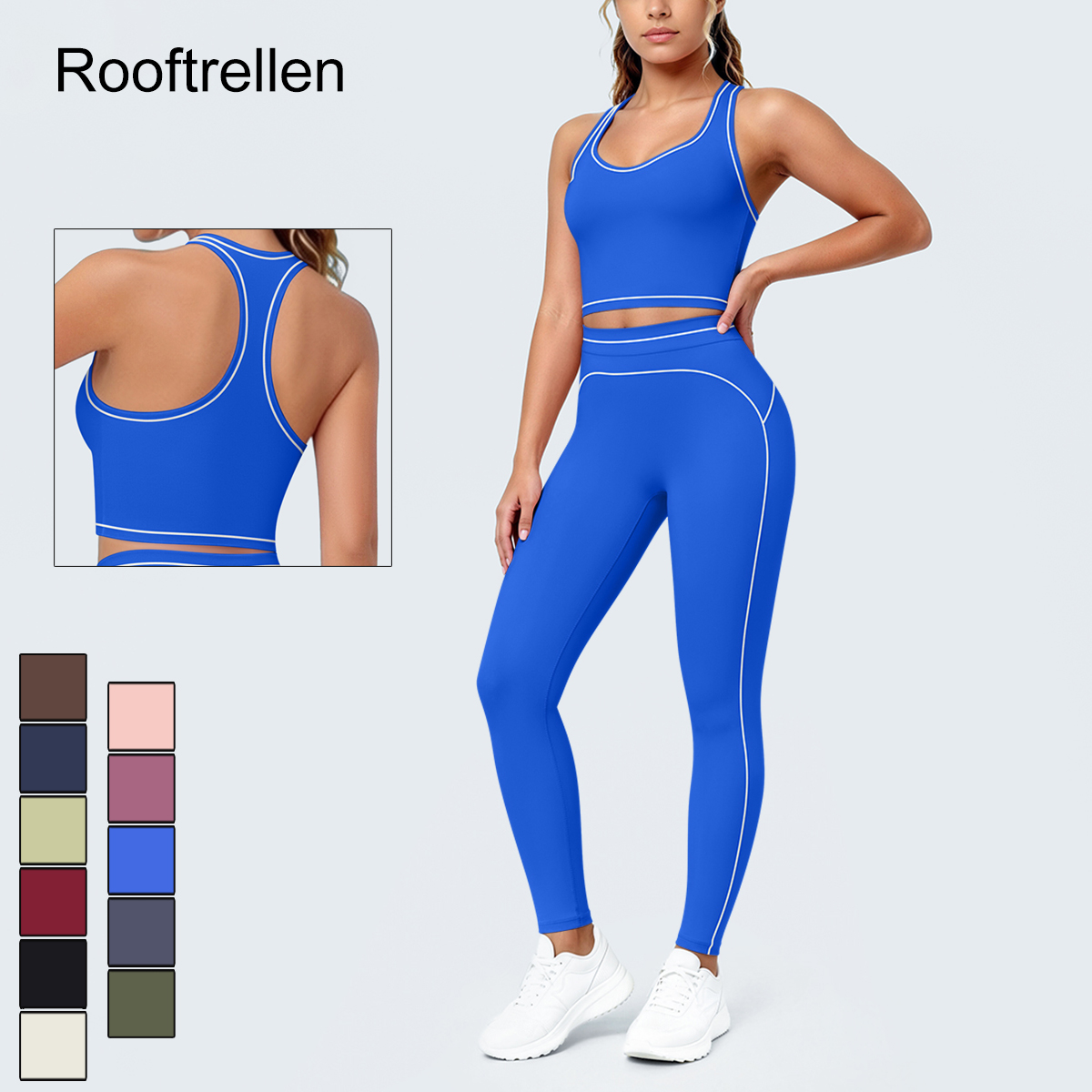 Crossfit Lifting - 女性用サマージムスポーツヨガセット 通気性ヒップアップフィットネスヨガレギンス 美背I字型ベスト（胸パッド付き）