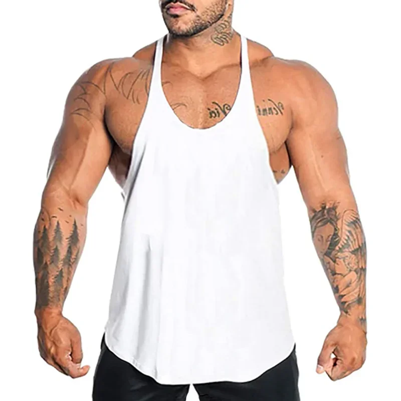 Crossfit Vest - 男性用ノースリーブランニングベスト、ジムシングレット、サスペンダー、フィットネス用タンクトップ、ボディービルシャツ、マッスルストリンガー服