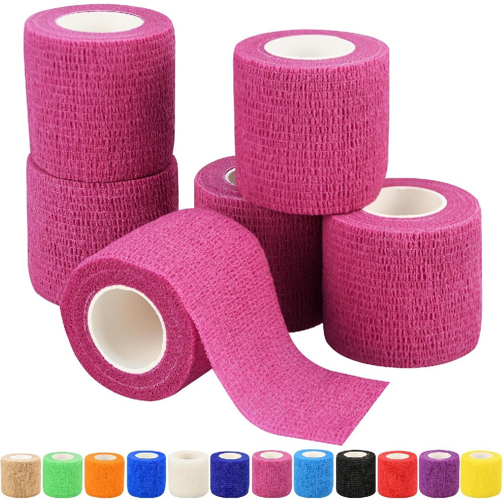 Finger Tape Athletic - 2個入り粘着性包帯ラップ、2.5cm x 4.5m通気性のある伸縮性不織布テープ、スポーツアスレチックラップ、フィンガーテープ、医療用救急テープ＆ペット用粘着包帯