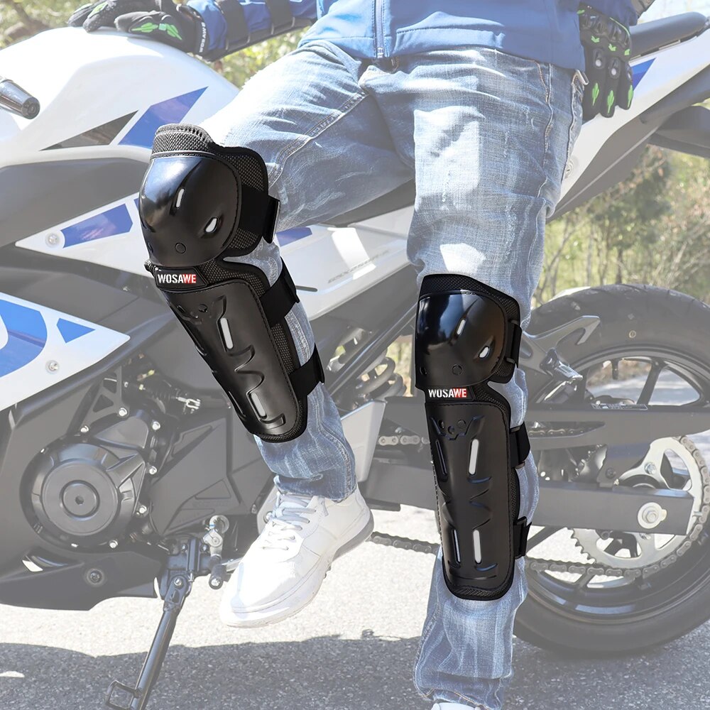 Shin Guard Crossfit - Wosaweeスポーツ膝 & 肘パッドオートバイ膝保護スキーモトクロスすねガードダートバイクオフロードサイクリングニープロテクター