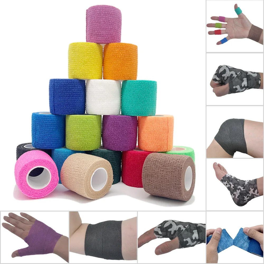 Finger Tape Athletic - 18 色カラフルなアスレチックラップテープ自己粘着弾性包帯エラストプラストスポーツプロテクター膝指足首手のひら肩