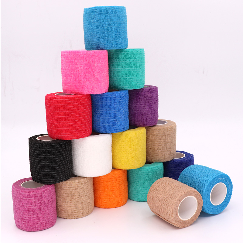 Finger Tape Athletic - 18 色カラフルなアスレチックラップテープ自己粘着弾性包帯エラストプラストスポーツプロテクター膝指足首手のひら肩